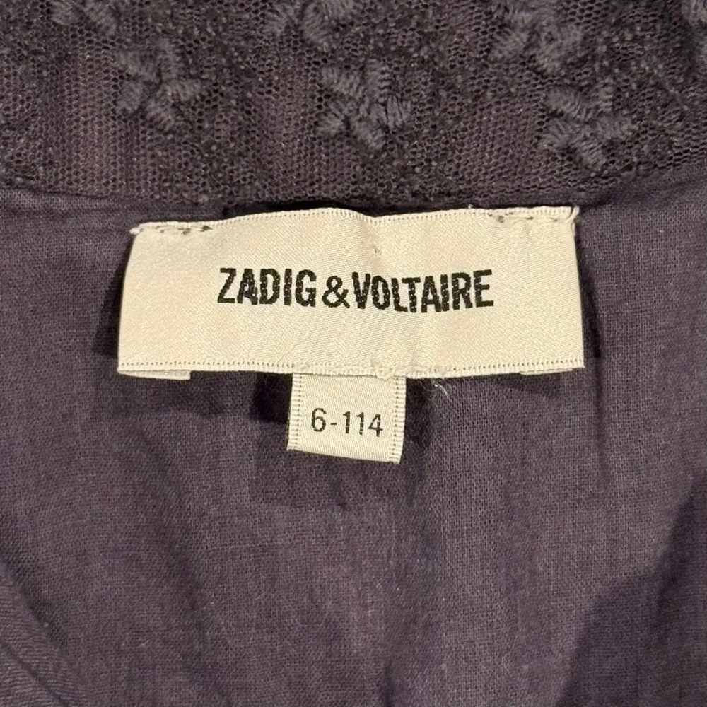 Zadig & Voltaire Girls 6 114 cm Cotton Long Sleeves Lace Collar Ruffles Buttons